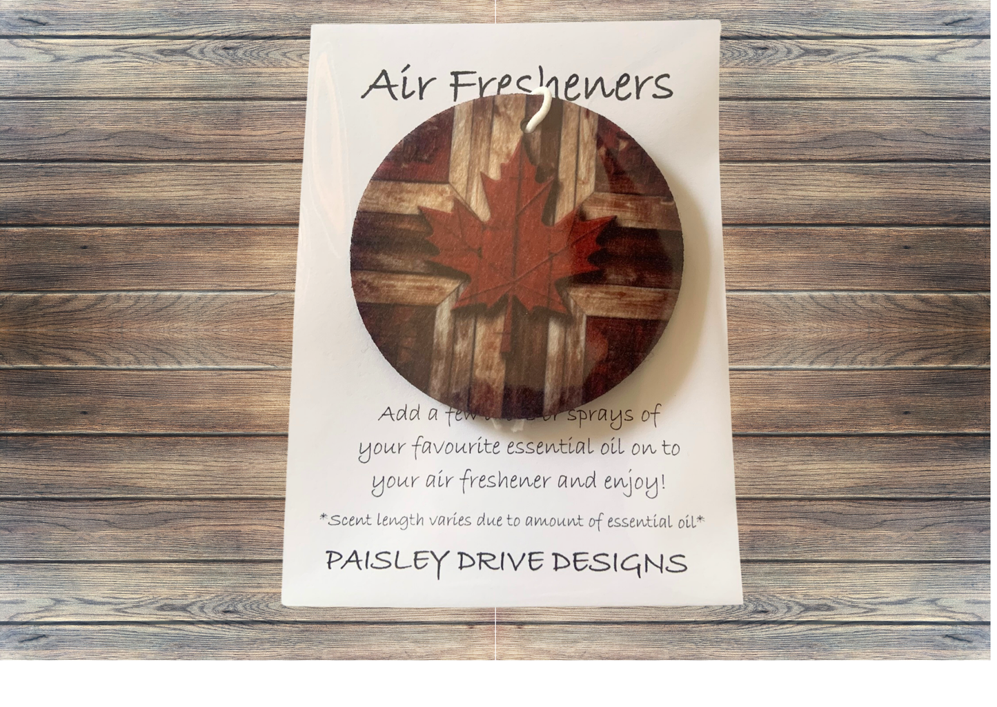 wooden maple leaf design air freshener